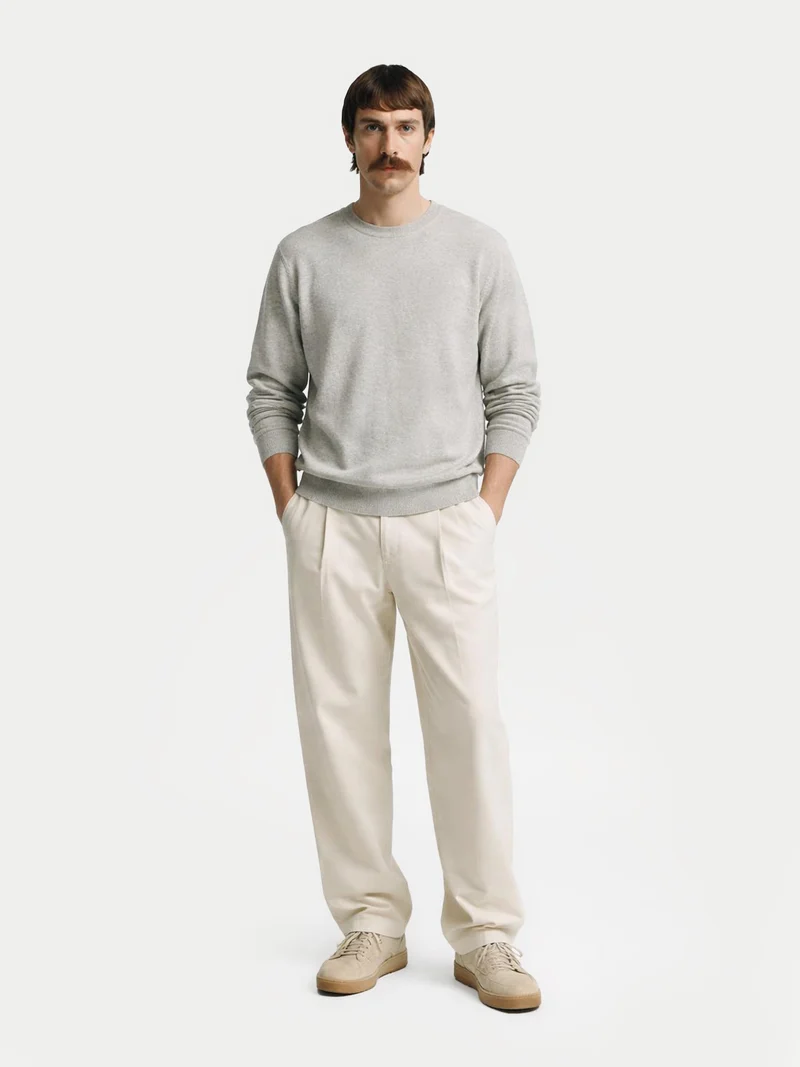 Basic Kaschmirpullover mit R-Ausschnitt