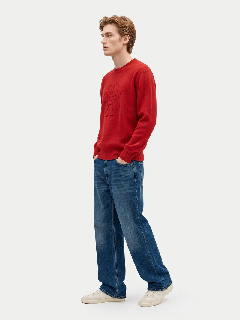 Unisex Kaschmir Rundhalspullover mit Motiv