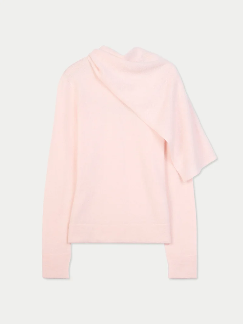 Kaschmirpullover mit drapiertem Schal
