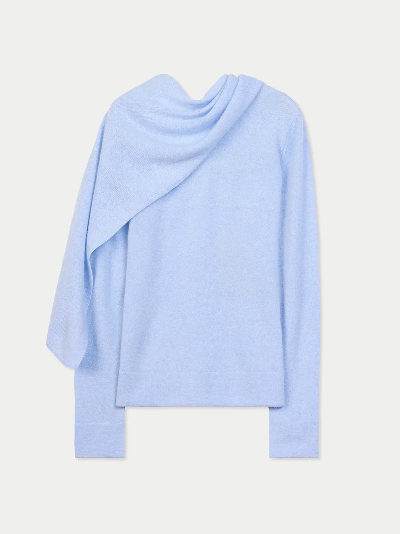 Kaschmirpullover mit drapiertem Schal