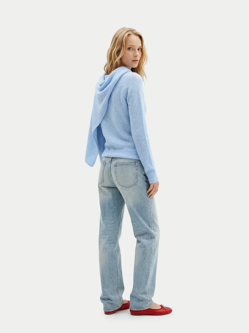 Kaschmirpullover mit drapiertem Schal