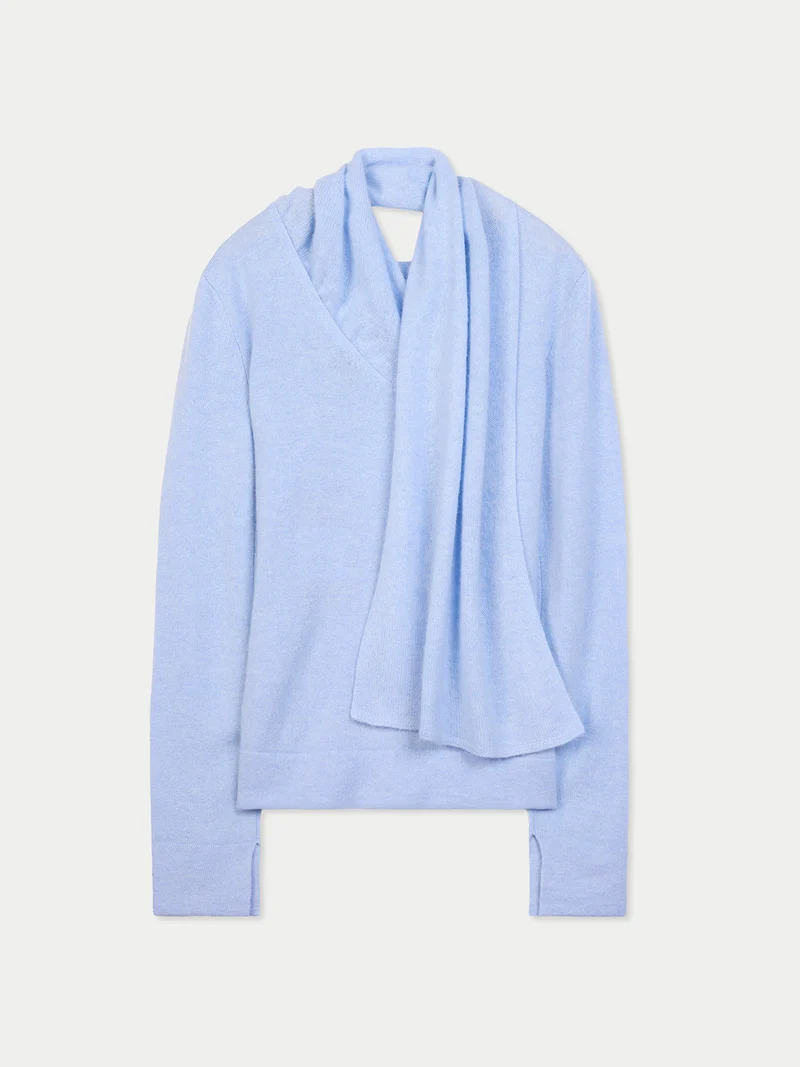 Kaschmirpullover mit drapiertem Schal