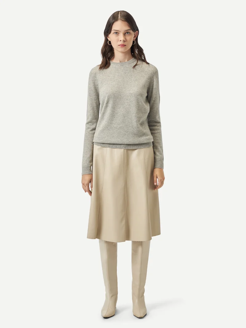 Basic R-Ausschnitt Kaschmirpullover
