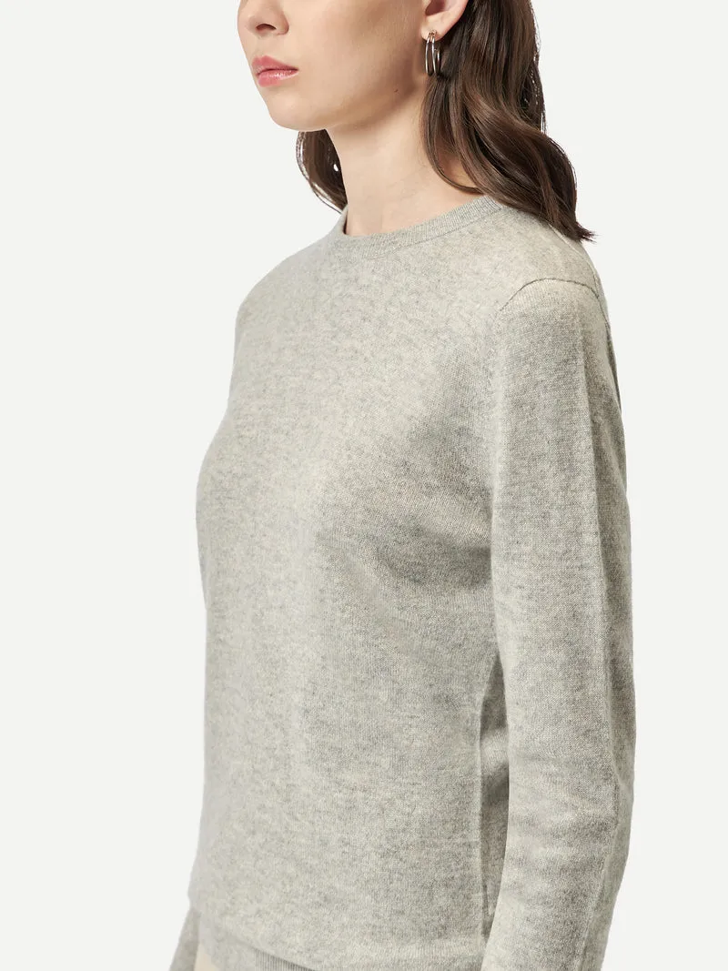 Basic R-Ausschnitt Kaschmirpullover