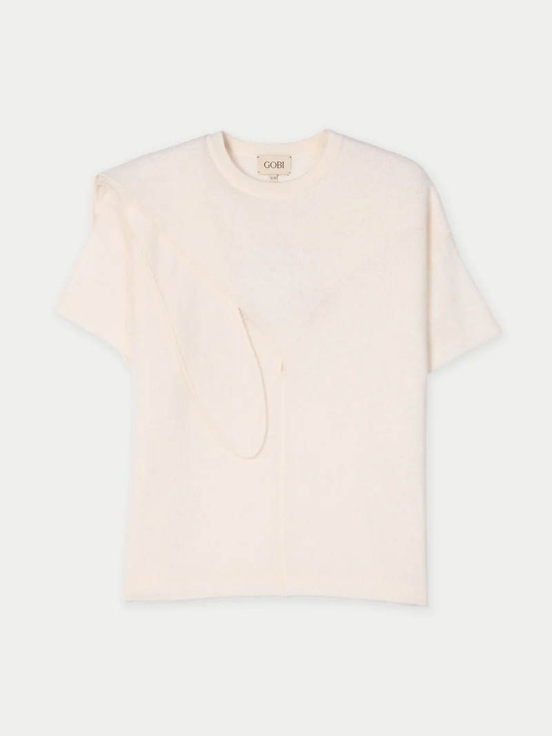 Kaschmir-T-Shirt mit Schleifendetail
