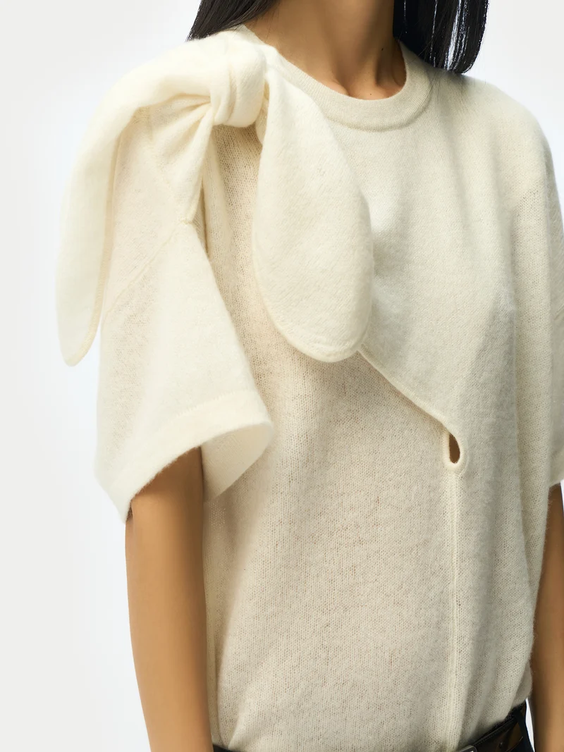 Kaschmir-T-Shirt mit Schleifendetail