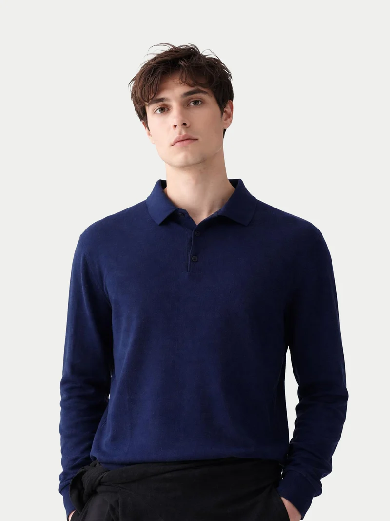 Herren Klassisches Polo-Shirt mit langen Ärmeln