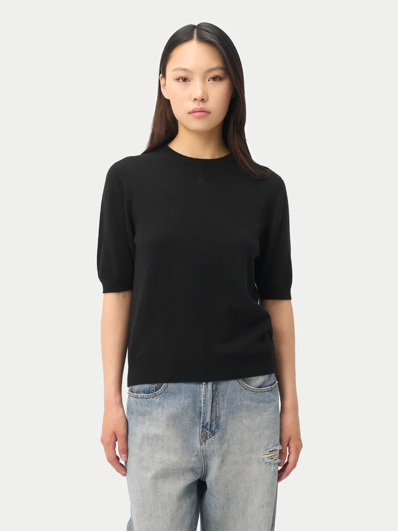Kaschmir-Pullover mit kurzen Ärmeln