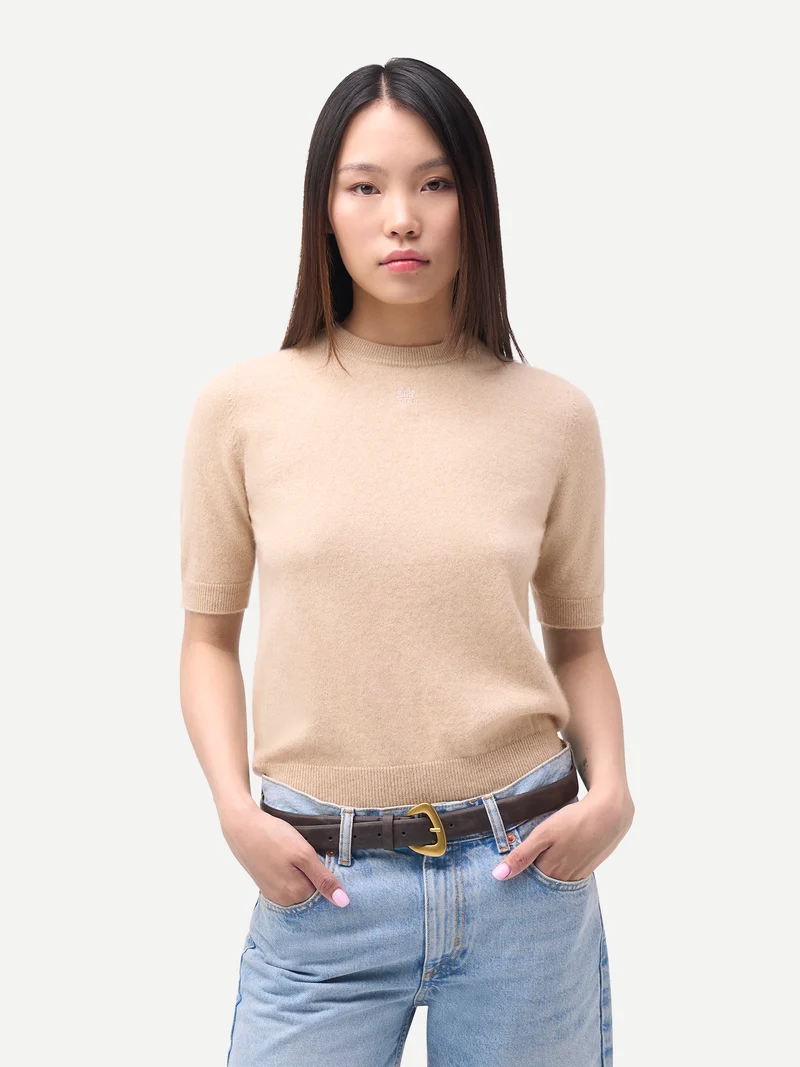 Kaschmir-Pullover mit kurzen Ärmeln