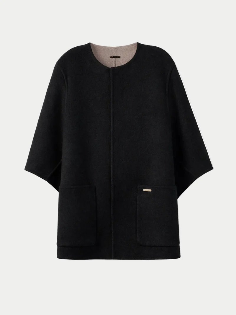 Ponchojacke aus Kaschmir mit Tasche
