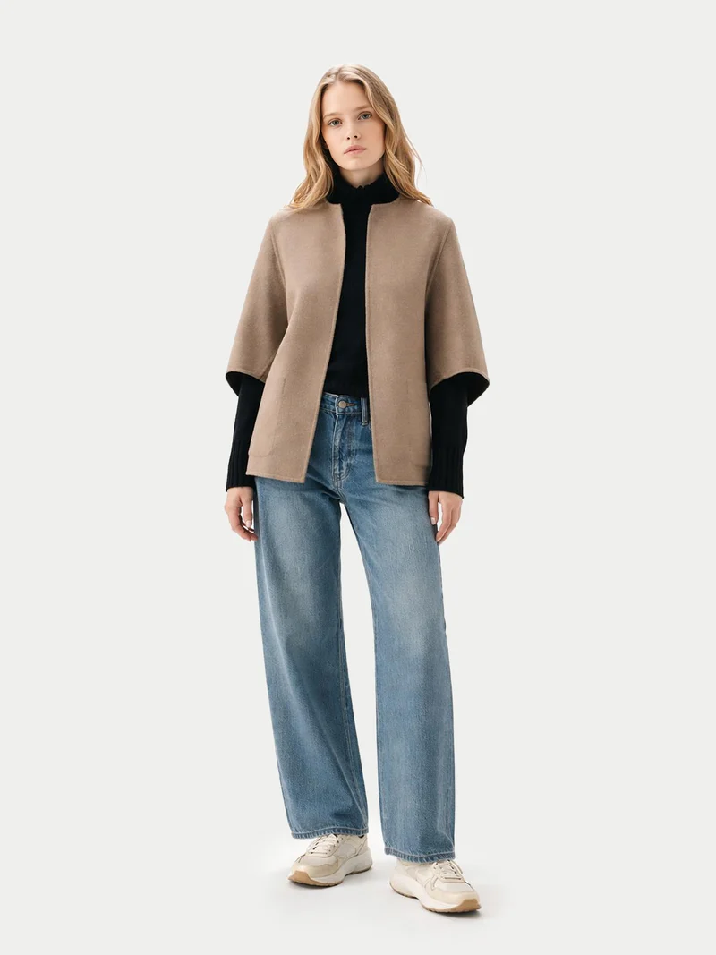 Ponchojacke aus Kaschmir mit Tasche