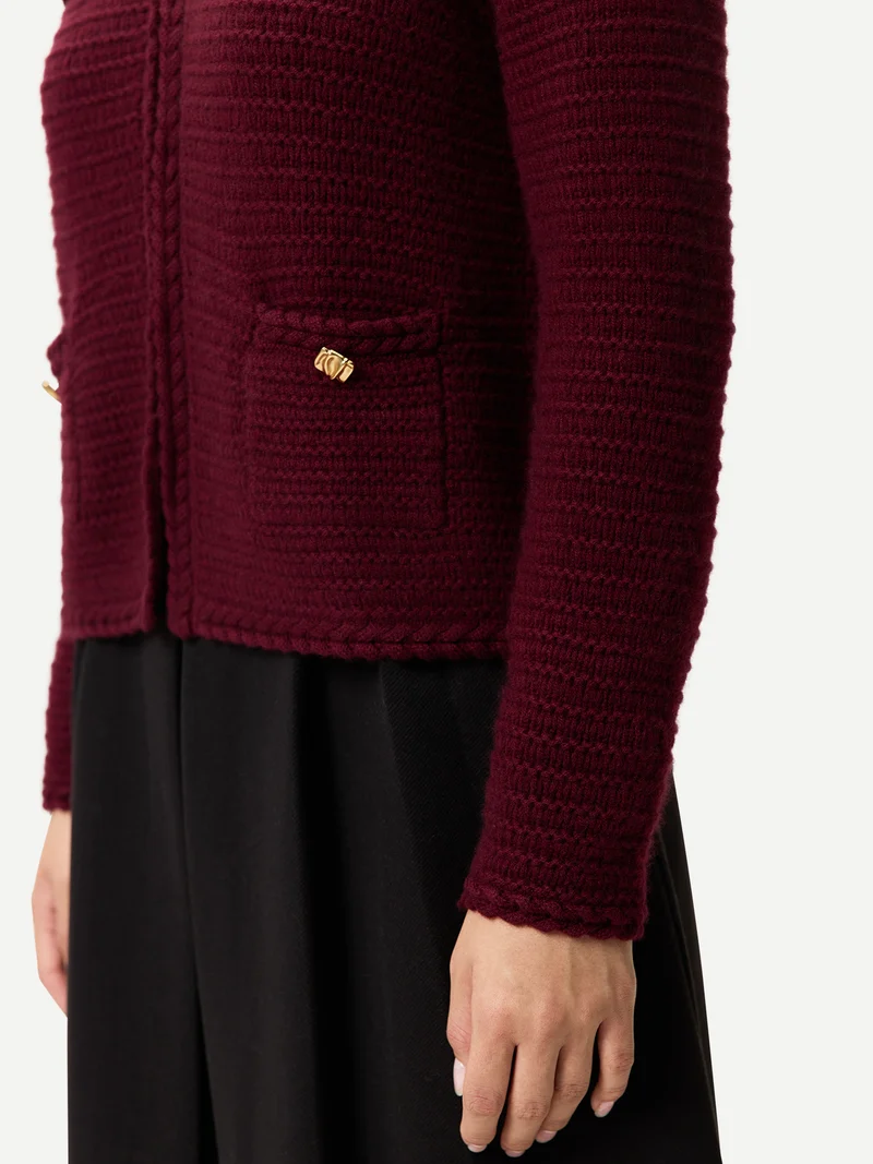 Texturierter Strick Kaschmir-Cardigan