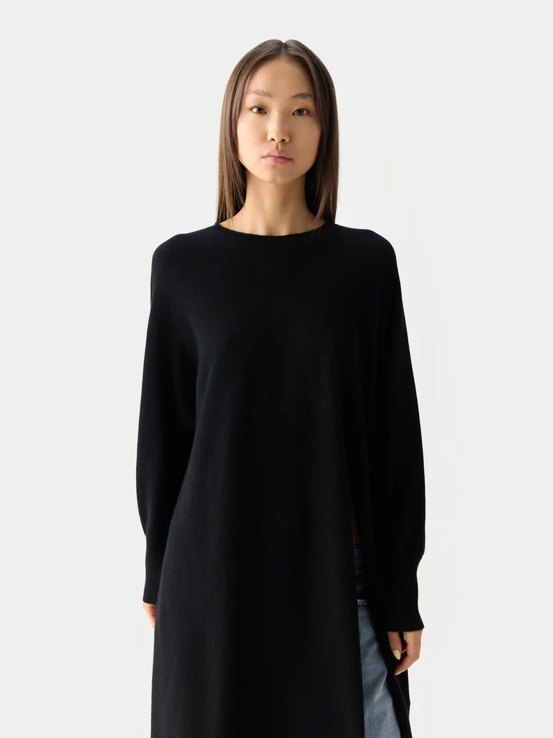 Kaschmir-Maxikleid Mit Seitenschlitz