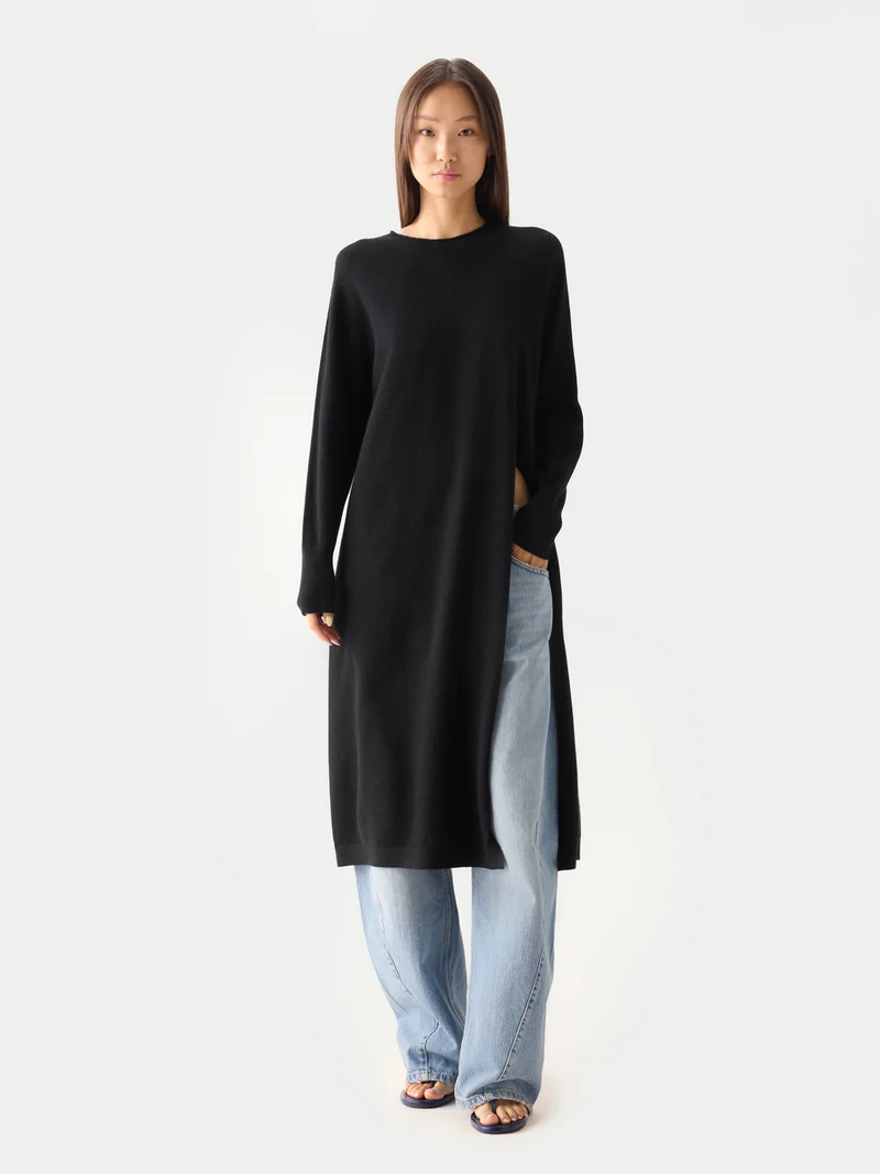 Kaschmir-Maxikleid Mit Seitenschlitz