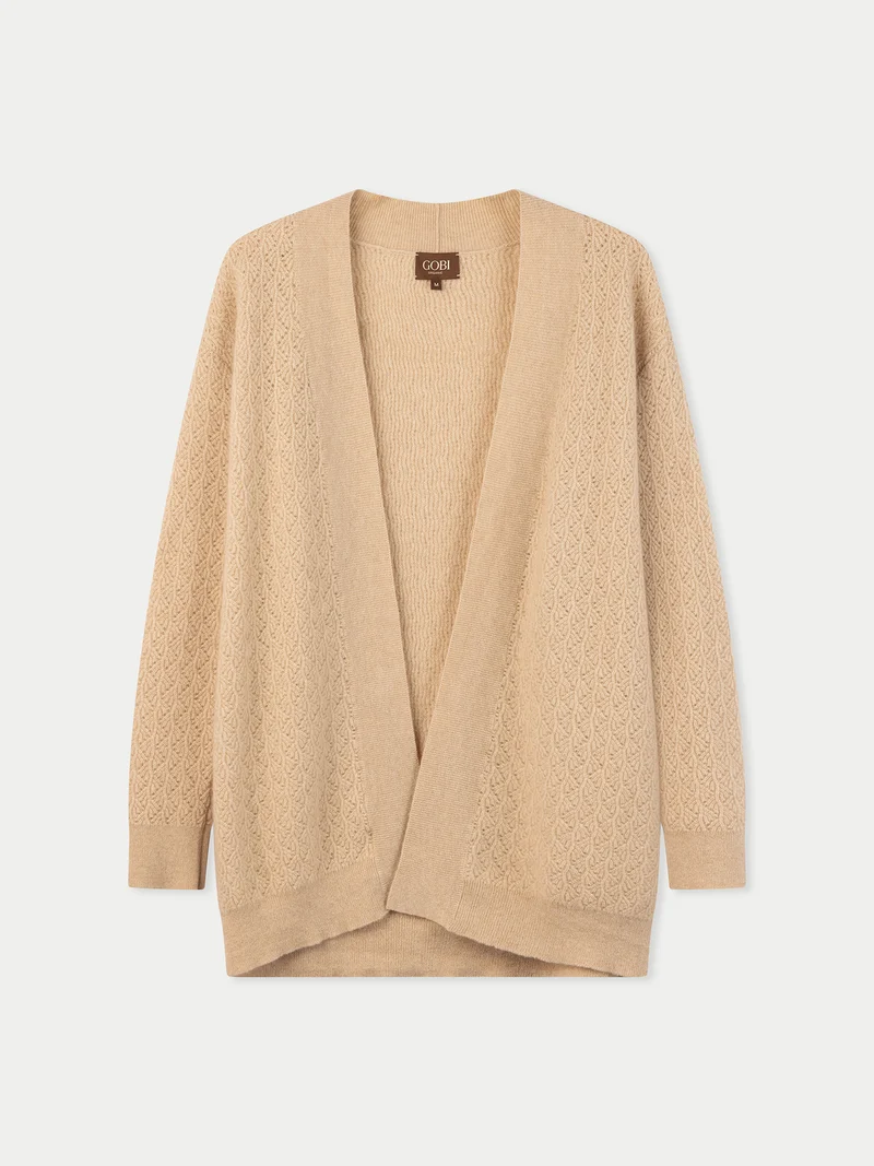 Ajour-Strick Kaschmir-Cardigan