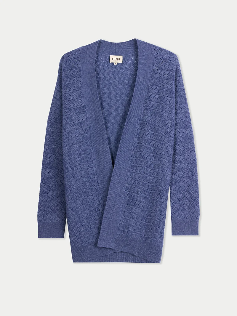 Ajour-Strick Kaschmir-Cardigan
