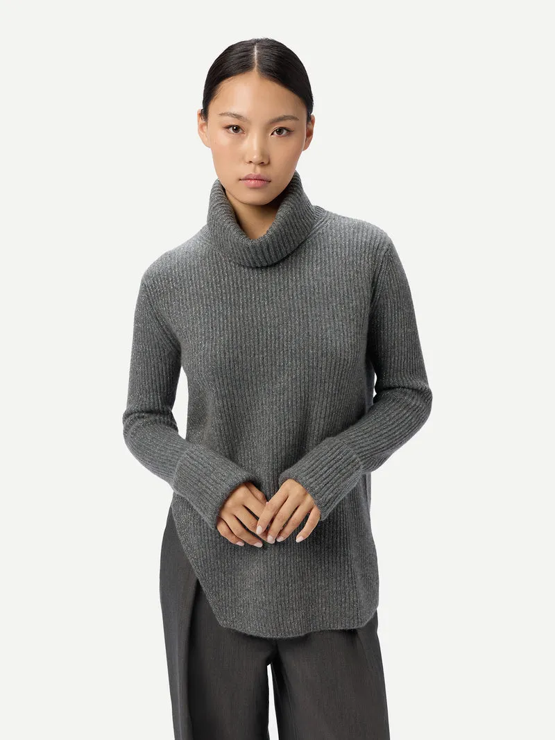 Kaschmir-Pullover mit Abnehmbarem Kragen
