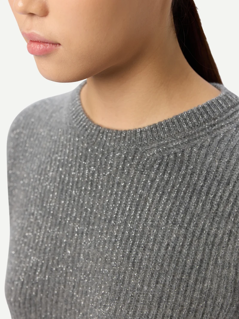 Kaschmir-Pullover mit Abnehmbarem Kragen