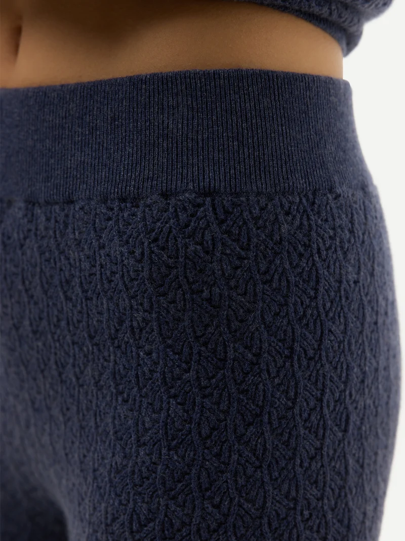 Weite Ajour-Strick Kaschmir-Hosen