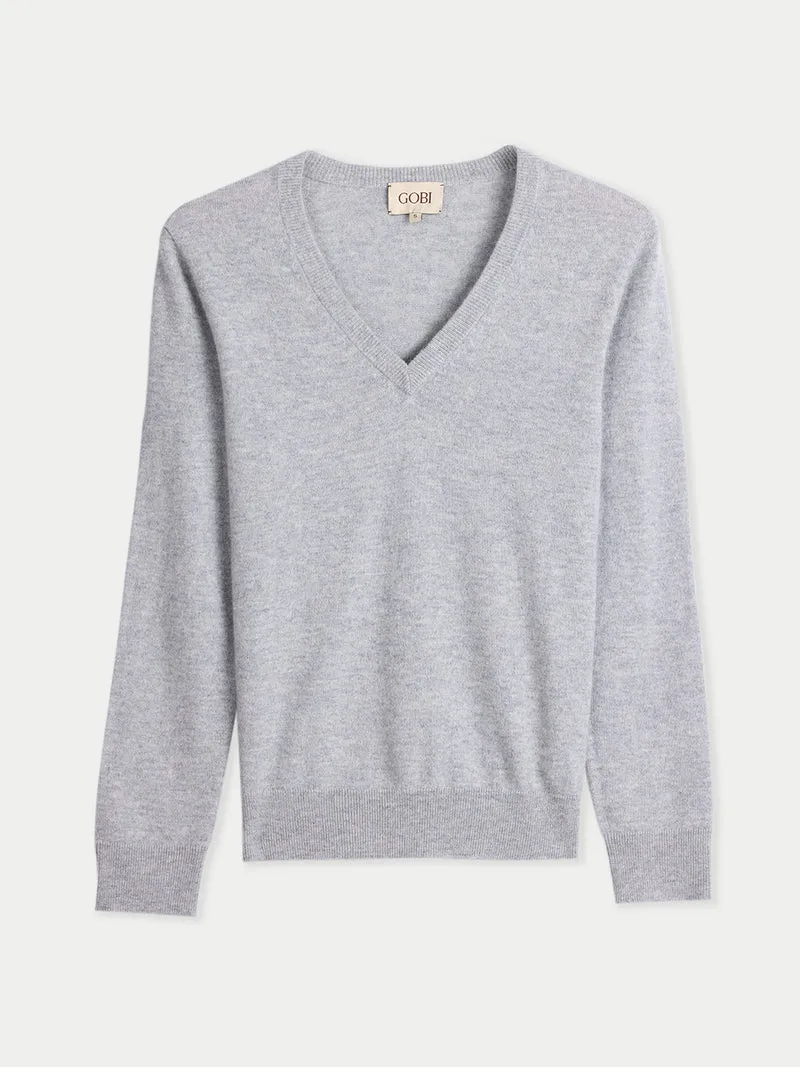 Damen Kaschmirpullover mit V-Ausschnitt