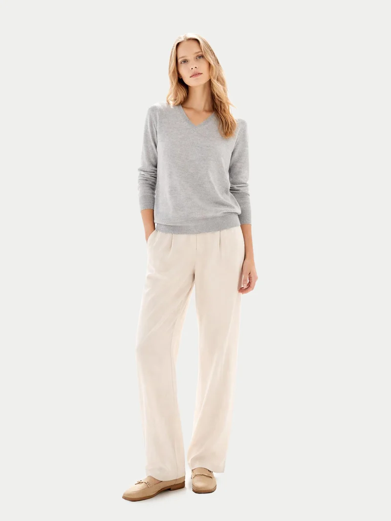 Damen Kaschmirpullover mit V-Ausschnitt