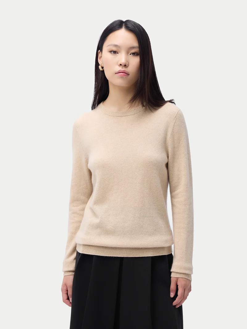 Basic Kaschmir-Rundhals-Pullover
