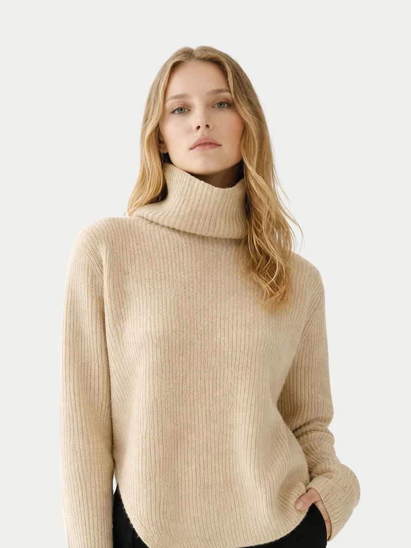 Kaschmir-Pullover mit Abnehmbarem Kragen