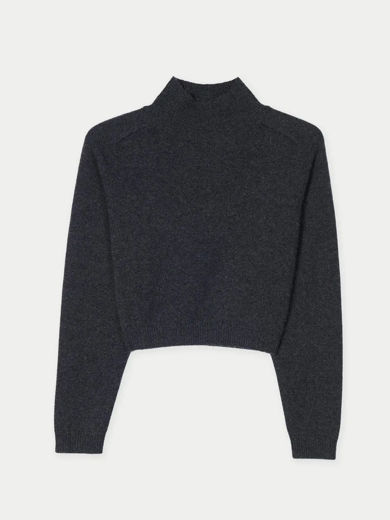 Kaschmir-Pullover mit hohem Kragen in Cropped-Länge