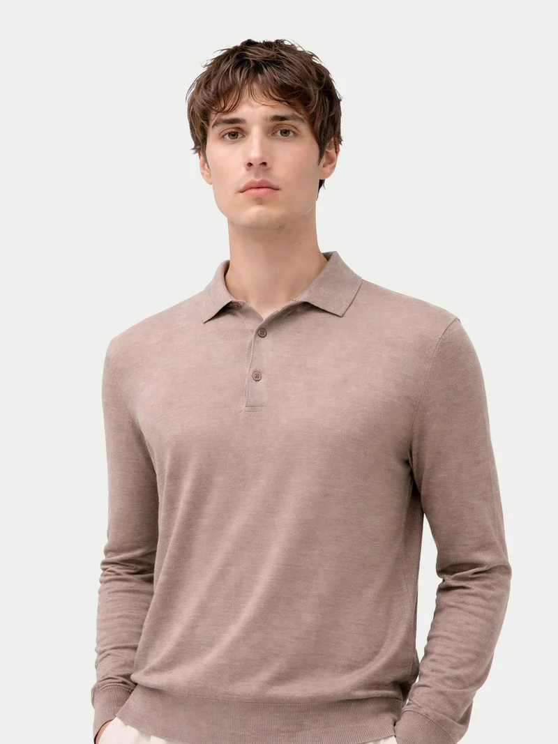 Herren Klassisches Polo-Shirt mit langen Ärmeln
