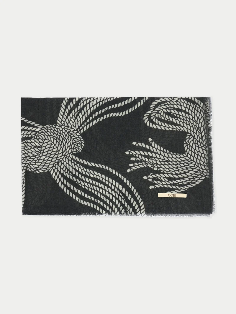 Kaschmir-Schal mit Seilknoten-Print
