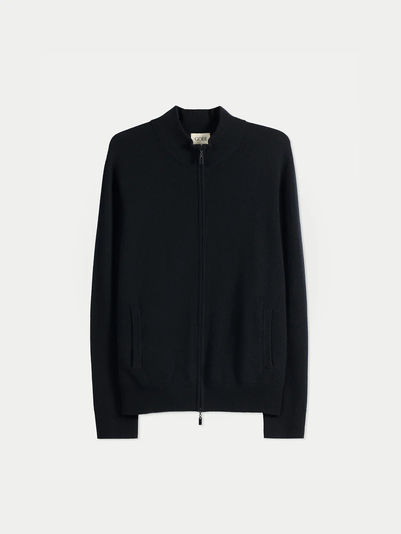 Zeitloser Kaschmir Strickjacke mit Reißverschluss