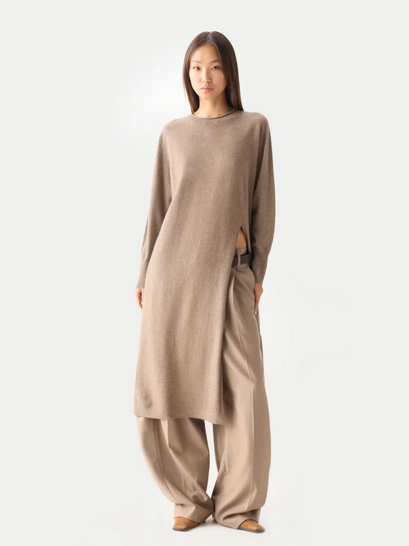 Kaschmir-Maxikleid Mit Seitenschlitz