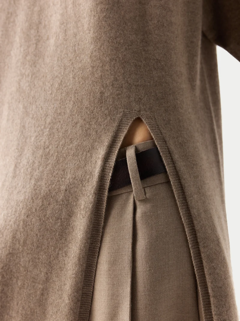 Kaschmir-Maxikleid Mit Seitenschlitz