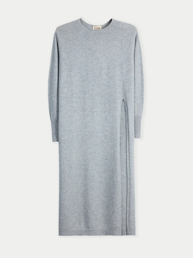 Kaschmir-Maxikleid Mit Seitenschlitz
