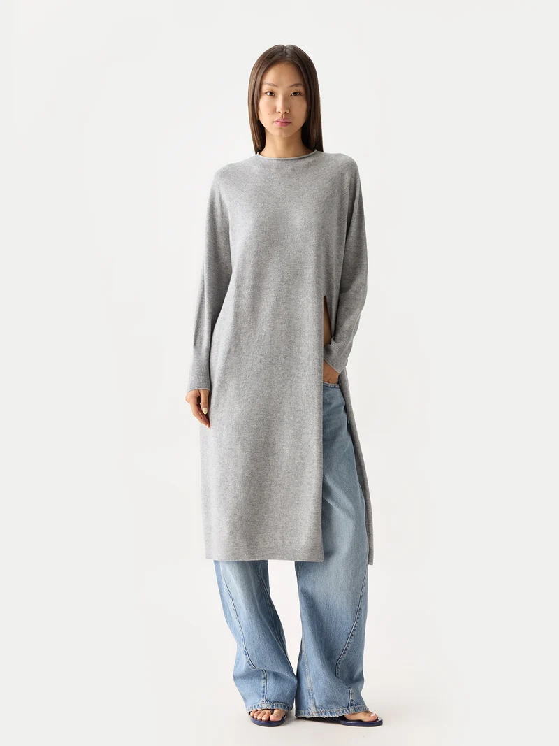 Kaschmir-Maxikleid Mit Seitenschlitz