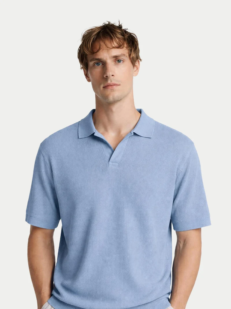 Poloshirt mit offenem Kragen aus Kaschmir-Seide