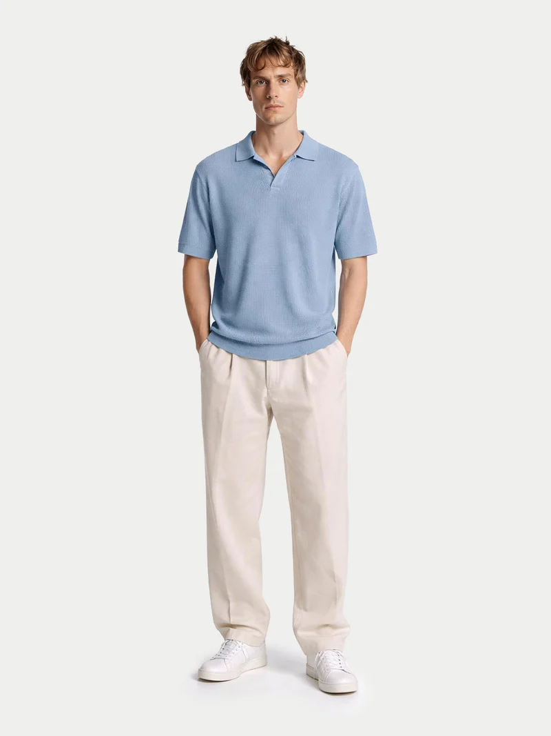 Poloshirt mit offenem Kragen aus Kaschmir-Seide