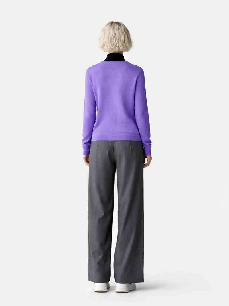 Basic R-Ausschnitt Kaschmirpullover
