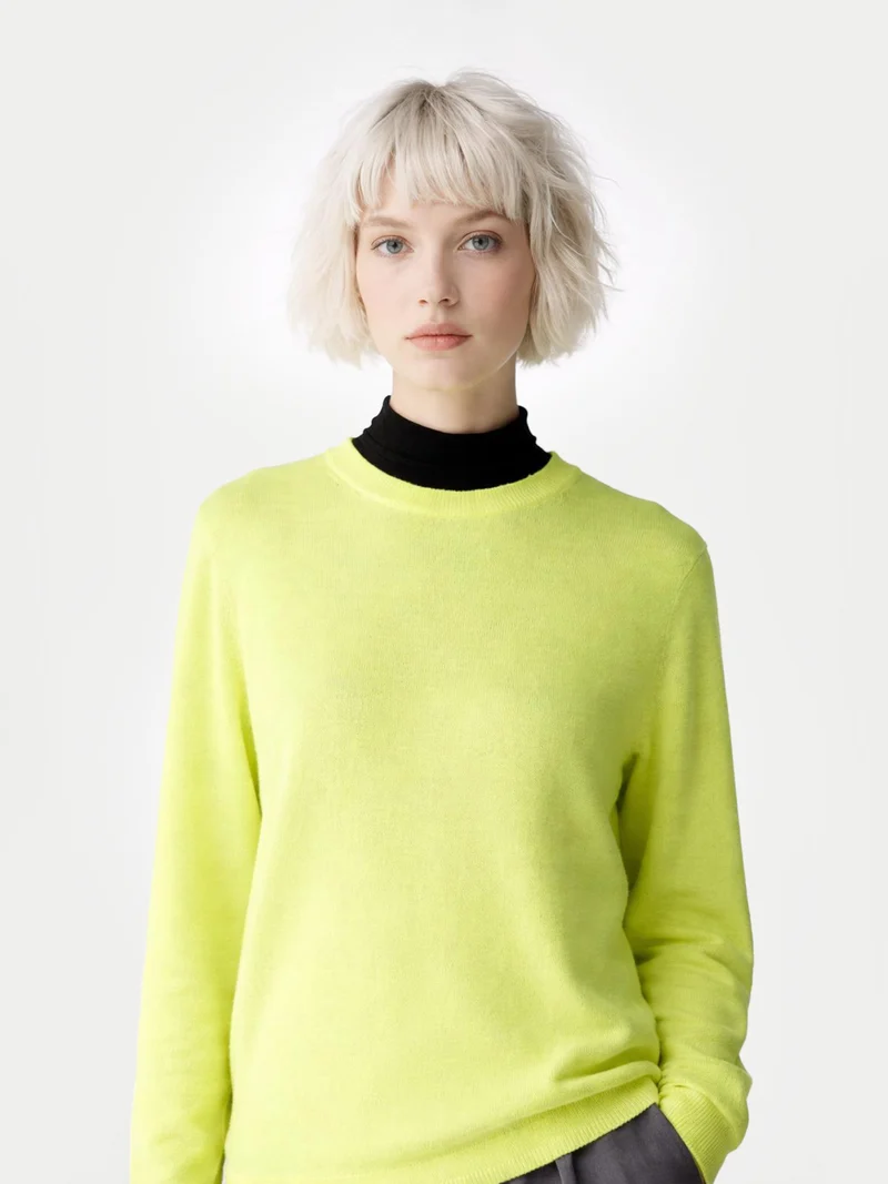 Basic R-Ausschnitt Kaschmirpullover