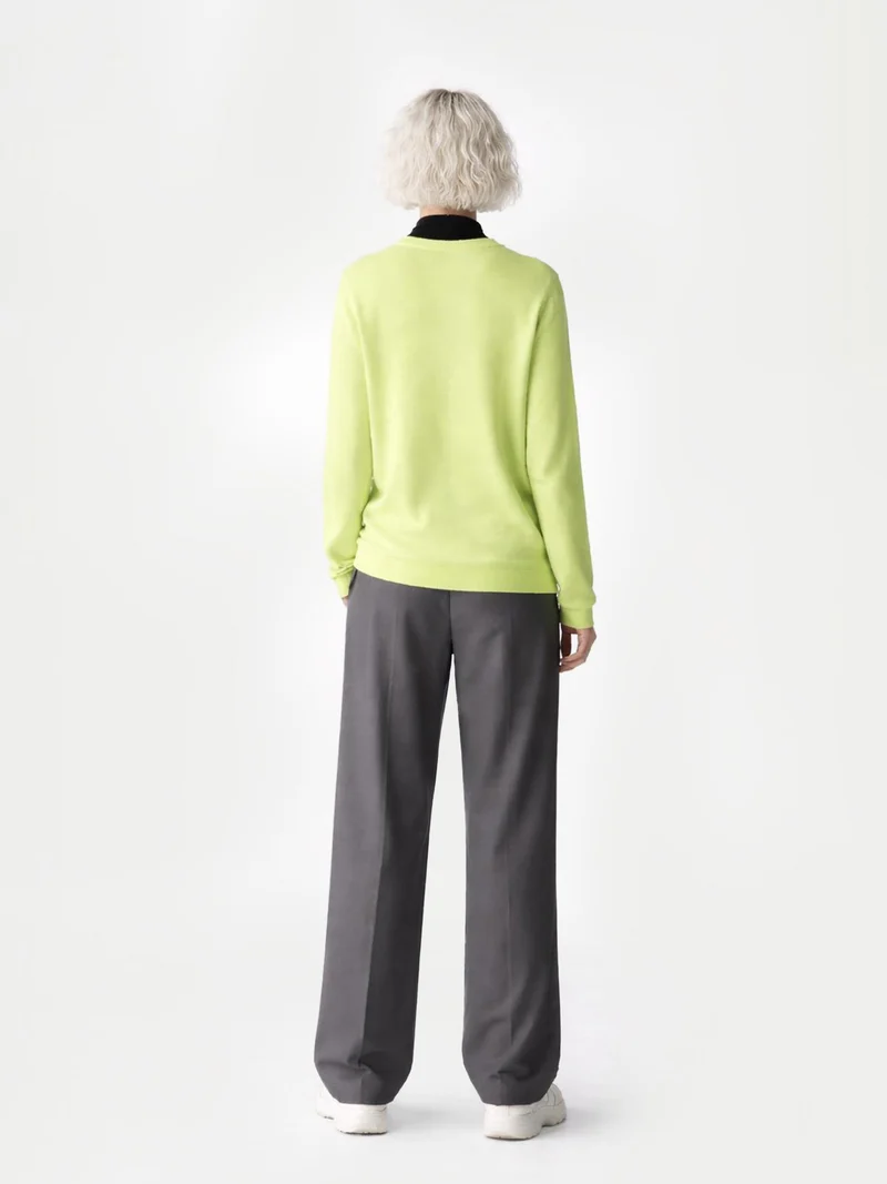 Basic R-Ausschnitt Kaschmirpullover