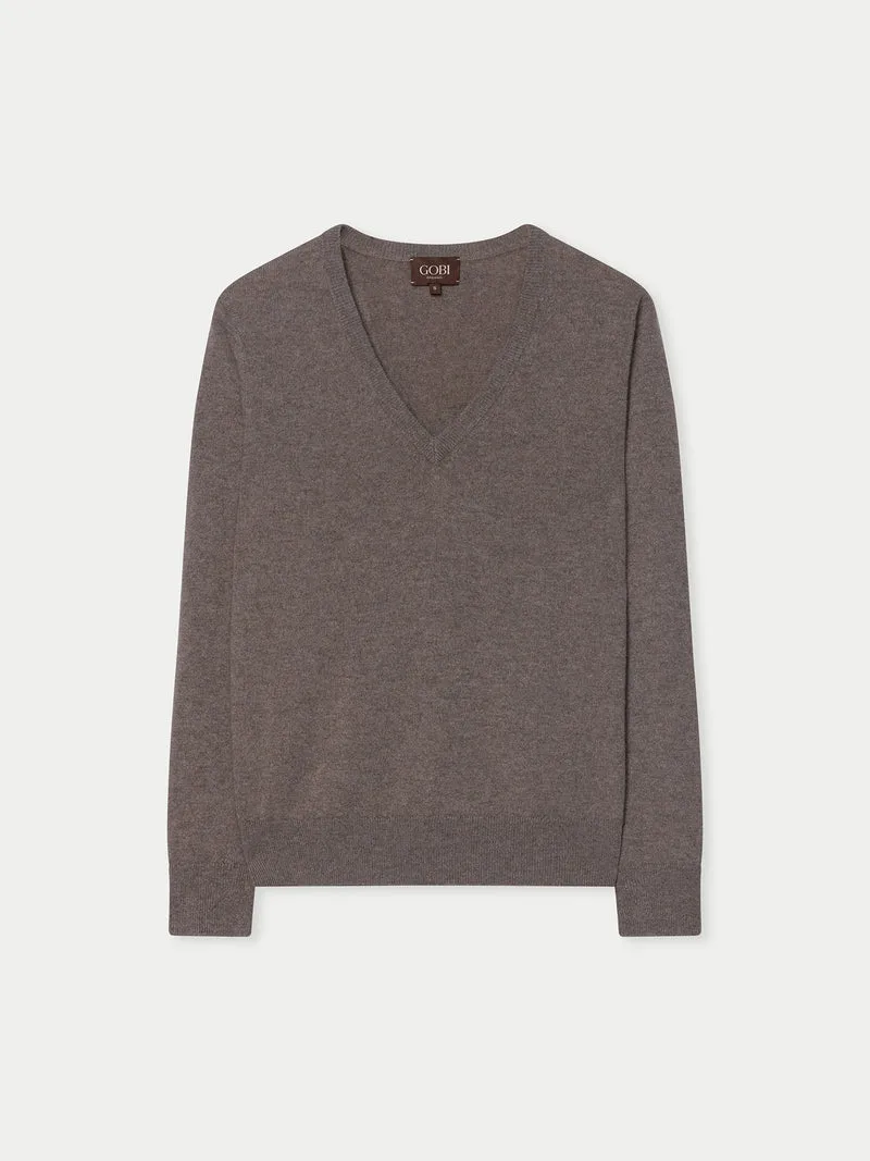 Damen Kaschmirpullover mit V-Ausschnitt