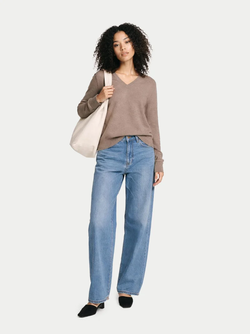 Damen Kaschmirpullover mit V-Ausschnitt