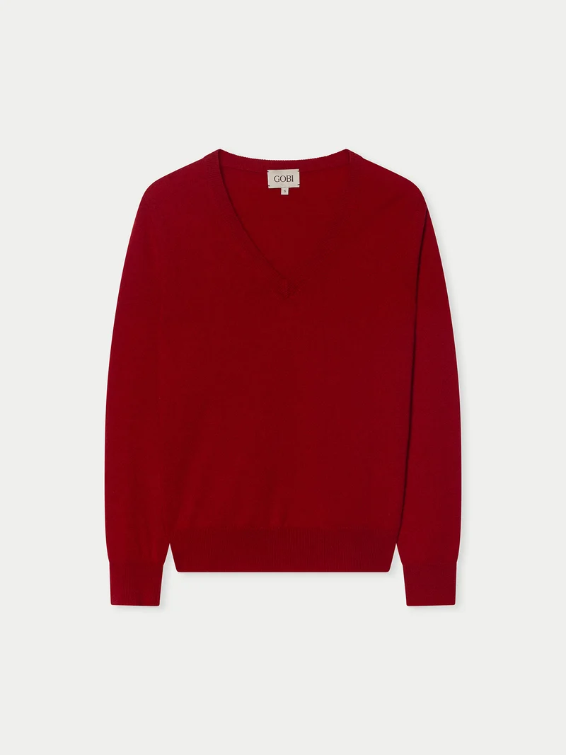 Damen Kaschmirpullover mit V-Ausschnitt