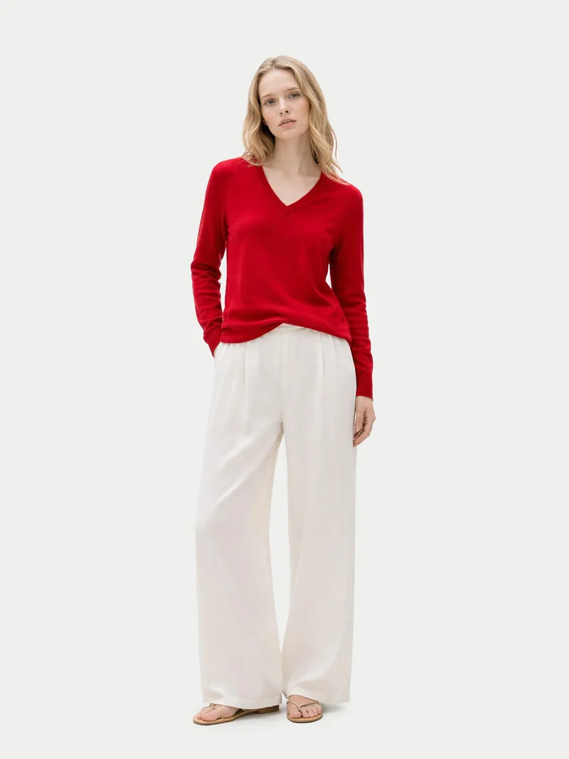 Damen Kaschmirpullover mit V-Ausschnitt