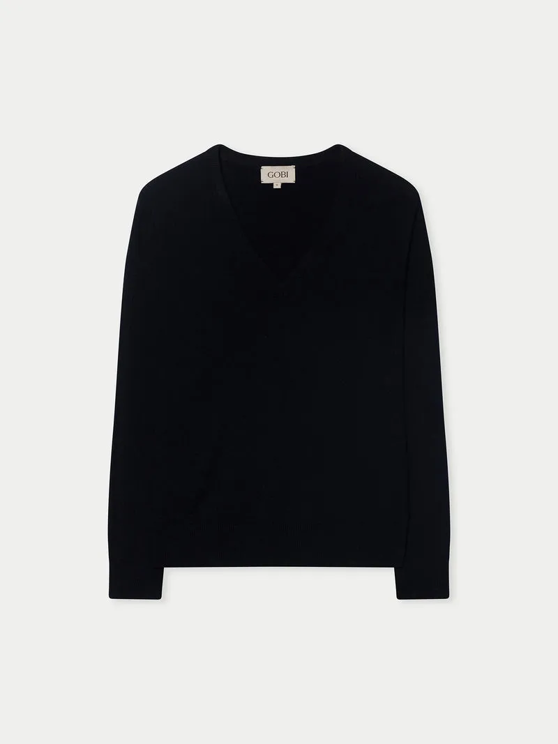 Damen Kaschmirpullover mit V-Ausschnitt