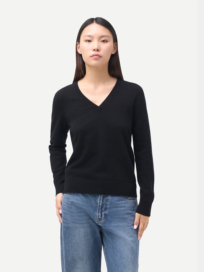 Damen Kaschmirpullover mit V-Ausschnitt