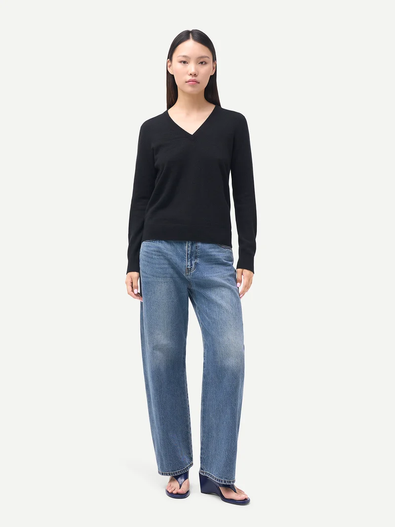 Damen Kaschmirpullover mit V-Ausschnitt