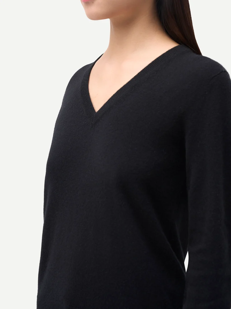 Damen Kaschmirpullover mit V-Ausschnitt