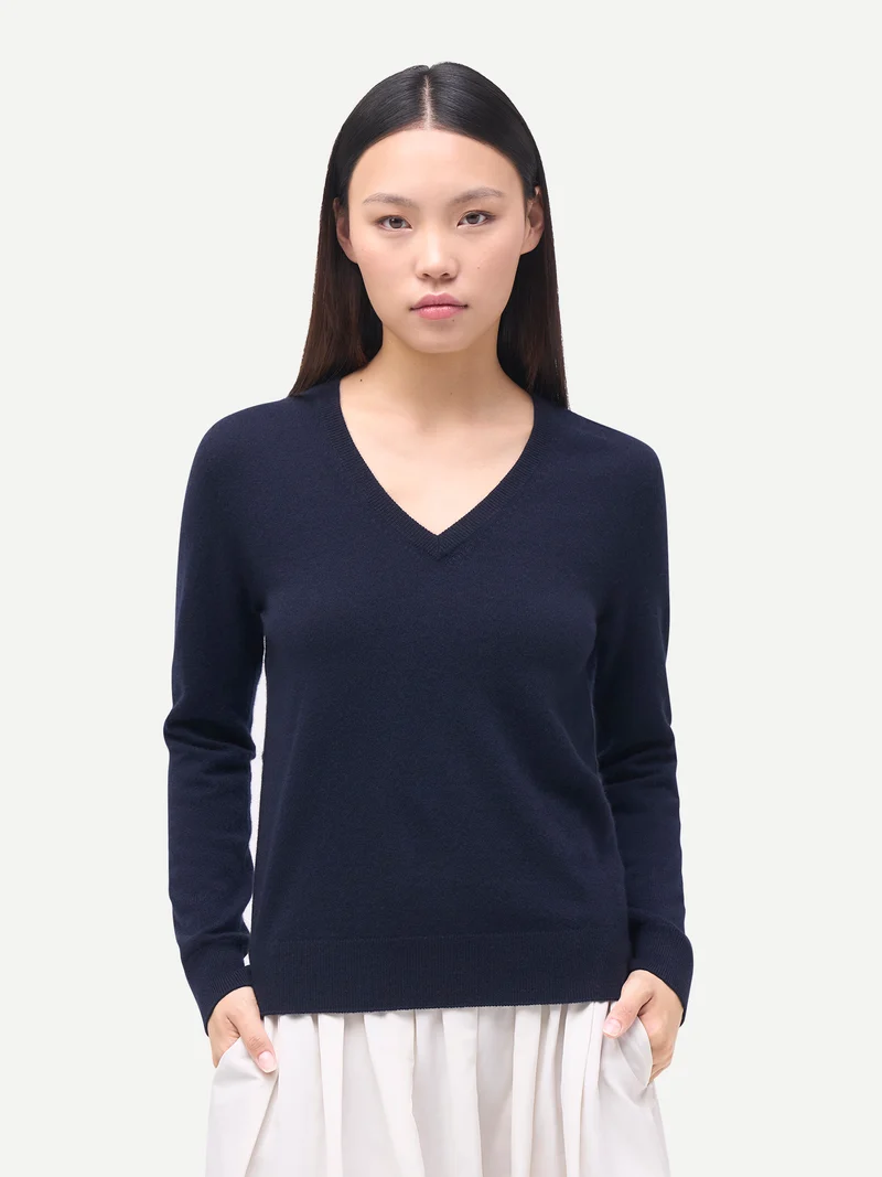 Damen Kaschmirpullover mit V-Ausschnitt