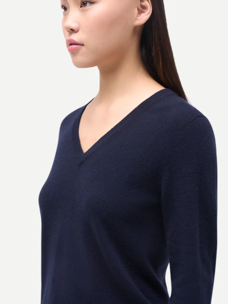 Damen Kaschmirpullover mit V-Ausschnitt
